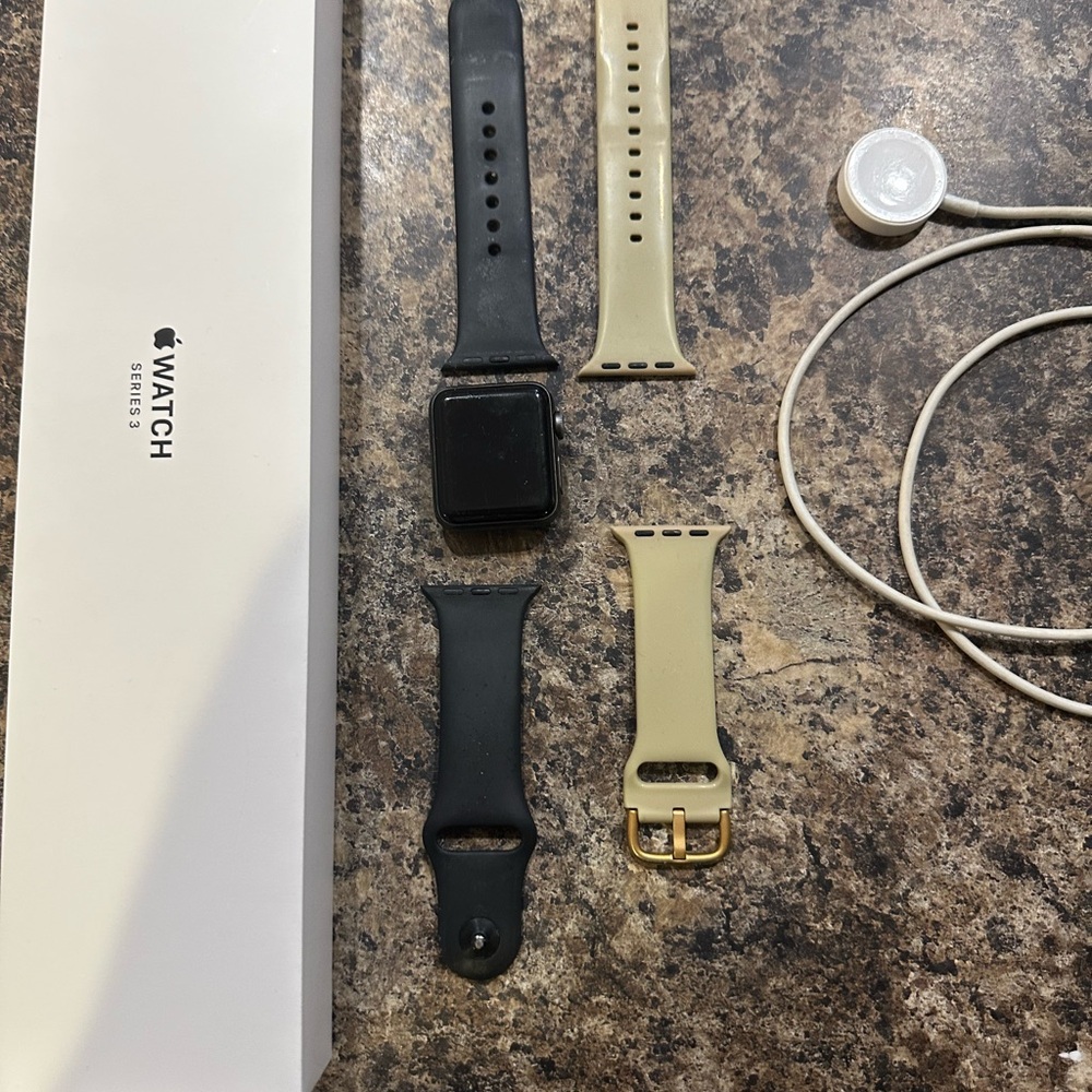 Apple Watch Series 3 with Black and Beige Bands 38mm